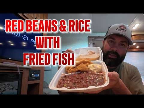 Authentic Cajun Lunch! Red Beans & Rice with Fried Fish in Houma LA