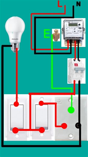 Two Switch and 3 Pin Socket Bulb Wiring Diagram | Meter to MCBConnection #shortsfeed #shorts #viral