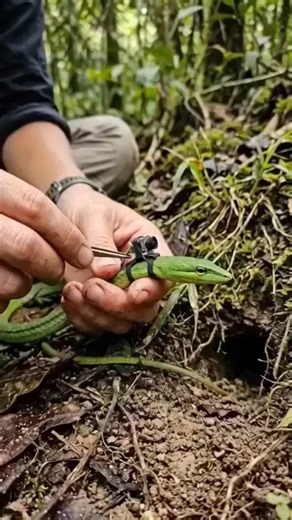 Micro Camera on Green Snake 🐍 Exploring a Massive Underground Colony | Real POV Footage. #ai