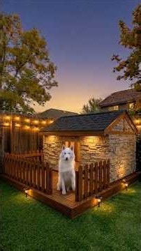 I built a luxury stone dog house for my white Husky!! #shorts
