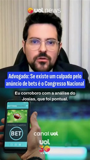 🗣️UOL News: Advogado: Se existe um culpado pelo anúncio de bets é o Congresso Nacional A Senacon (Secretaria Nacional do Consumidor), órgão público federal vinculado ao Ministério da Justiça e Segurança Pública, abriu uma investigação para verificar possíveis irregularidades nos anúncios de apostas esportivas feitos pela CazéTV durante a Copa do Mundo 📌De segunda a sexta-feira, ao vivo, às 10h e às 16h, no Canal UOL e no Youtube do UOL #UOL #UOLNews #CanalUOL #Politica #Bets