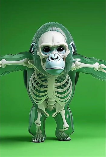 X-Ray Gorilla 3D Render 🦍 #shorts #3D #xray #gorilla #greenscreen