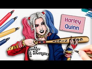 Colouring Harley Quinn from Suicide Squad and Birds of Prey