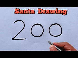 How to Draw Santa Claus from Number 200 🎅 | Christmas Art Tutorial