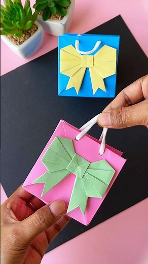 DIY no glue gift box🎁 how to make shopping bag 🛍️Cute gift bag #shorts #giftbag #diy #origami
