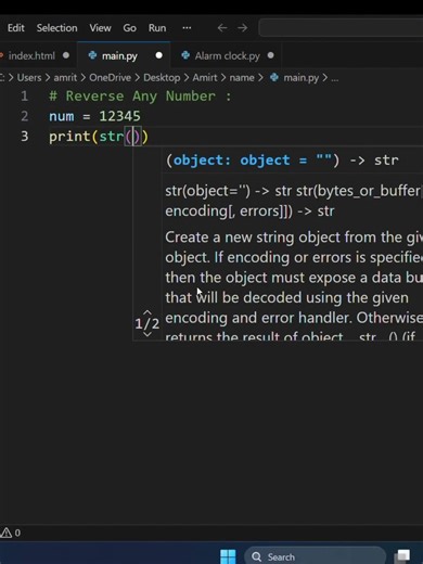 Reverse any number #shorts #python #reverse