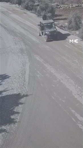 Israeli settlers steal walking cane from elderly Palestinian and almost run him over