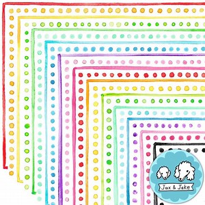 Watercolor Border Clipart, Hand Painted Skinny Dot, Brushstroke Line Page Border Clip Art Frames for Classroom Newsletters, Invitations PNG - Etsy