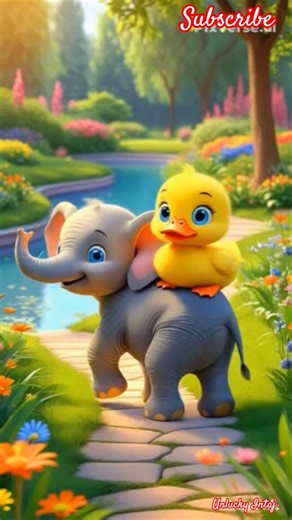 The cute duck and elephant are swming and enjoy #duck #elphents #elephant #ducklife #funny #swming