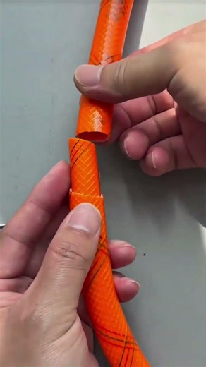 Apply adhesive to the entire surface of the plastic hose and attach it to the cut piece #diyprojects