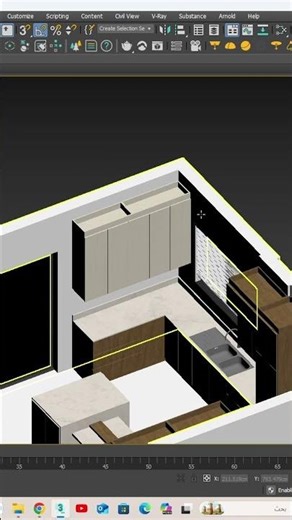 تصميم مطبخ مودرن كامل على 3ds Max خطوة بخطوة #architecture #3dmodeling #tutorial