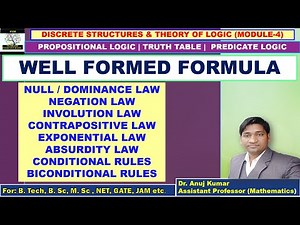 Well Formed Formula | Null Law | Negation Law | Involution Law | Absurdity and Exponential Laws