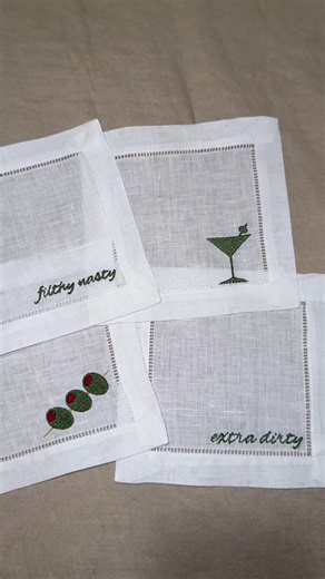 Replying to @aseclar Turning a canva design into an embroidered napkin through Artspira! Hope this helps!! 🍸🪡 #embriodery #craft #diy #se700 #martini