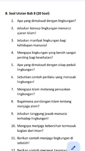 Soal Uraian Pendidikan Agama Islam Kelas 1-6