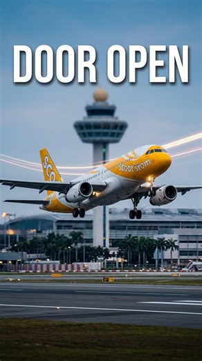 Scoot TR-281 A320 Door Open Singapore (SIN) シンガポール チャンギ国際空港着陸