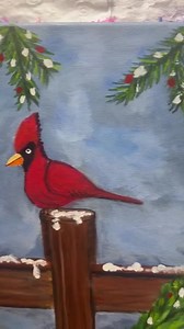 Cardinal Acrylic Painting: Winter Birds on Snowy Fence, 12x16 - Etsy Canada