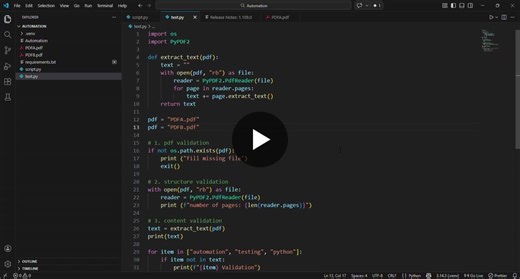 #python #pythonautomation #pdfvalidation #pdfautomation #pdfcomparison #automationtesting #fresher #learningpython #vscode #techprojects | Ramesh Samala