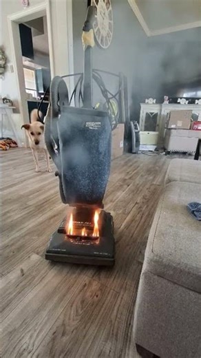 vacuum cleaner catches fire
