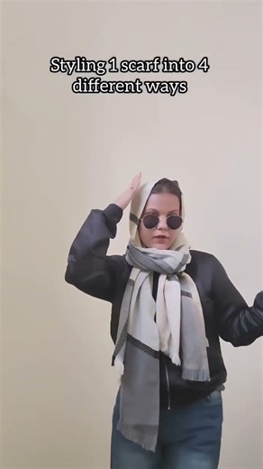 Styling winter scarf into 4 different types 🥰 #styling #winter #winteroutfits #shorts