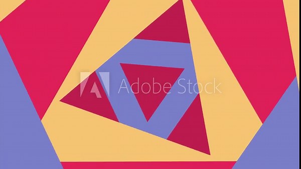 A mesmerizing video featuring a repeating pattern of triangles in vibrant colors rotating and expanding. The mesmerizing effect creates a hypnotic experience