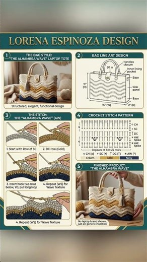 Trendy crochet bag tutorial 11 / Laptop bag, laptop sleeve / handcrafted luxury design