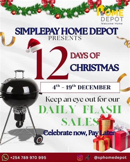 SimplePay Home Depot on Instagram: "🎄✨ It’s Here! The 12 Days of Christmas at SimplePay Home Depot! ✨🎁 We’re kicking off December with daily flash deals on your favourite home essentials from kitchen must-haves to lifestyle upgrades. Tap in daily, don’t blink… you might just catch your Christmas gift at a crazy discount! 👀🔥 December 4th – 19th Pay in 90 days • 0% interest • Limited time"