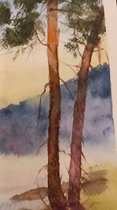 Watercolor Forest Landscape Painting, Hand Painted by Artist, Pine Trees by the Lake, Serene Mountain View. Digital Download - Etsy Canada