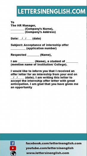 Internship Acceptance Letter from Student to Company