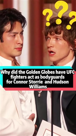 Why did the Golden Globes have UFC fighters act as bodyguards for Connor Storrie and Hudson Williams#fyp #connorstorrie #hudsonwilliams #heatedrivalry #goldenglobes2026