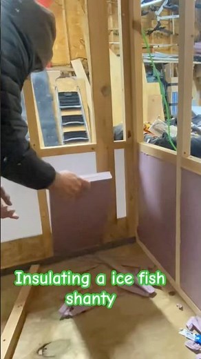 Insulating an ice fish shanty. #satisfying #craft #building #shanty