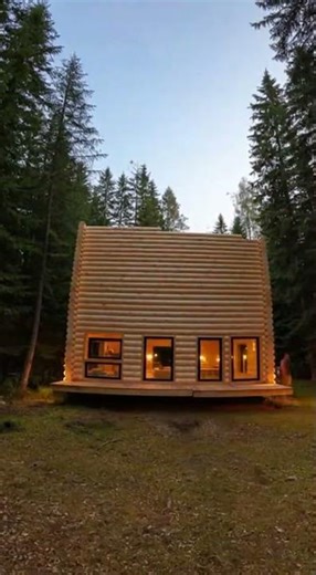 Building a Modern Log Cabin in the Forest | Satisfying Full Build