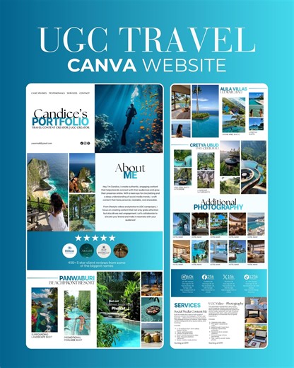 Travel UGC Content Portfolio Template | Canva Website for Hotel Social Media Influencer and Blogger - Etsy