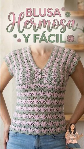 🧶 Blusa a Crochet en 2 Colores | ¡Se Teje Empezando con 2 Rectángulos! ✨ #crochet #tejer