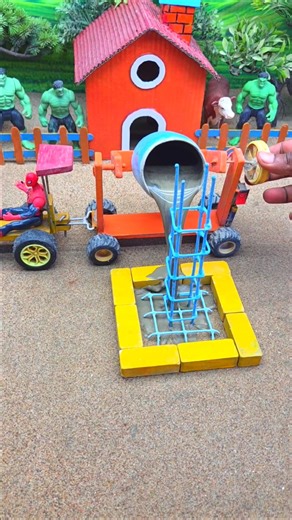 🚜 DIY Real Working Mini Tractor Pillar Making Machine with Bricks | Amazing Diy Construction #shorts