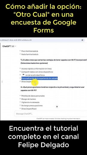 Añadir OPCION OTRO en una ENCUESTA de Google Forms #shorts