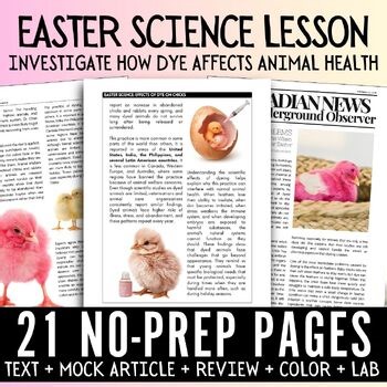 Dyed Animals Easter Science Lesson, Science Investigation, no-prep sub plans