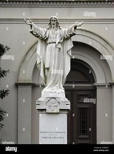 New Orleans, United States. 28th Oct, 2020. A statue known by locals as "Touchdown Jesus" stands behind St. Louis Cathedral, the oldest Catholic cathedral in North America, as Hurricane Zeta approaches the area, October 28, 2020. Photo by AJ Sisco/UPI Credit: UPI/Alamy Live News Stock Photo - Alamy