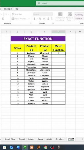 Exact Function in excel #excel #foryou #exceltutorial #exceltricks #exceltips #fyp #fypシ #fypage