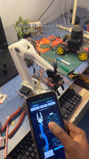 Reddix Robotics on Instagram: "From prototype to production-ready robotics. 6-DOF robotic arm + mobile app control Designed for automation, research, and advanced robotics projects. 📱 Cross-platform app launching soon 👉 Follow for launch updates 👉 DM for early access & bulk orders #roboticsstartup #deeptech #makeinindia #hardwarestartup #productdevelopmen"