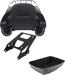 TCMT King Motorcycle Trunk Box Wrap Backrest Luggage Rack Speakers 2 Up Mount Rack Fit For Harley 2014-2025 Touring CVO Road King Road Glide Street Glide Electra Glide Pack