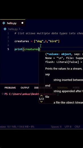 Python Lists Can Store ANYTHING 😲 #shorts #python