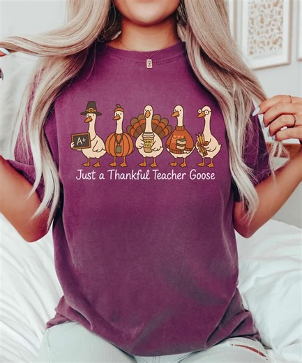 Thanksgiving Silly Teacher Goose Shirt, Thanksgiving Teacher Gift, Fall Teacher Tshirt, Cozy Autumn Tee, Comfort Colors Teacher Shirt Gift - Etsy