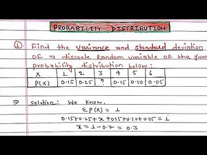 Find the Variance and Standard Deviation of a discrete Random variable of probability Distribution