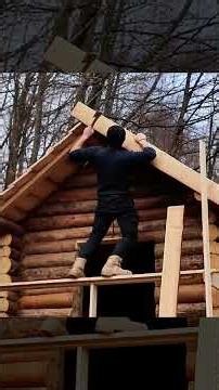 Building a Wooden House in the Snow-Covered Mountains CreatingWarmth Alone By ‪@lesnoy_offline3431‬