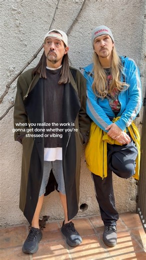 just hanging out in front of places knowing the 🌿 is gonna sell itself whether we're stressed or vibing #vibing #worklife #jayandsilentbob | Jay and Silent Bob