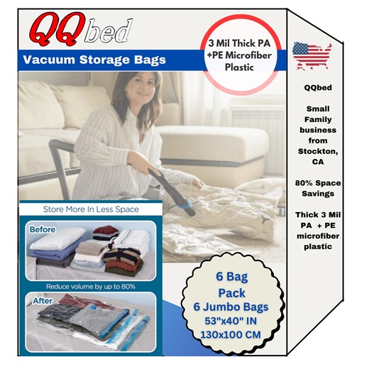 6 Pack: The Largest Super Jumbo Vacuum Seal Space Saver Storage Bag 40"X52" Space Organizer