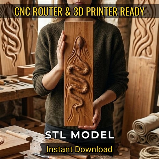 Snake 3D Relief STL File, CNC Router & 3D Print Ready Digital Download - Etsy