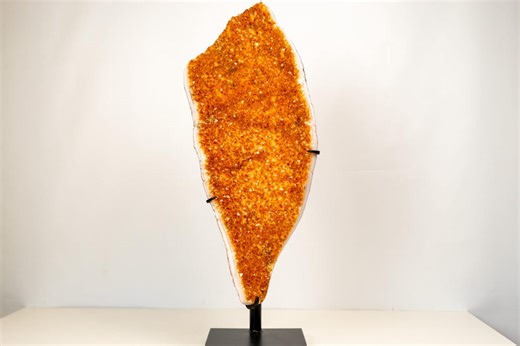 Tall Statement Citrine Cluster on Stand With Deep Orange Druzy – 29 In, 21 Lb - Etsy