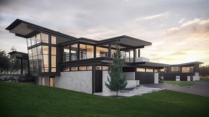 Dean Thomas Design Group on Instagram: "Sleekly modern with a dash of industrial style, the design balances the prospect of sweeping views with a sense of refuge and intimacy. Expressed as a composition of interlocking volumes, the formwork is defined by its broad overhangs, and a striking interplay of glass and solid massing. . . . Designed by: Travis Taal & Dean Thomas Architectural Drawings by: Ryland Cook Built by: Stonewater Custom Homes . . . #yyc #yychomes #yeg #yeghomes #luxury #luxuryho