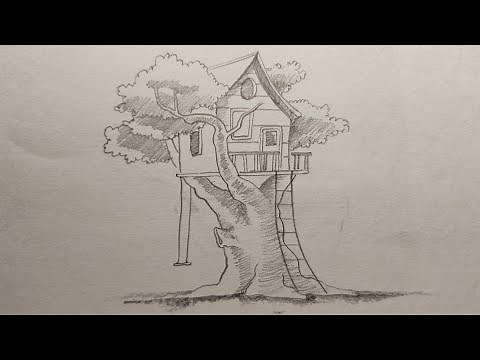 Easy treehouse Drawing tutorial step by step 😍